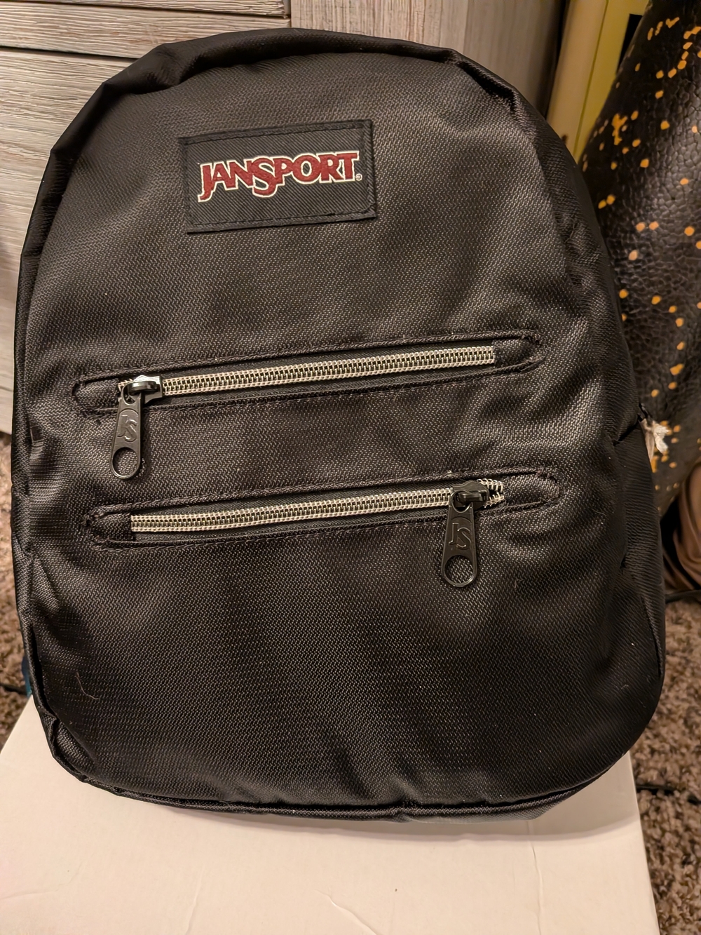 Jansport Black Backpack with Dual Front Zips